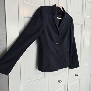 Ann Taylor Navy Blue Cotton Silk Blend Blazer